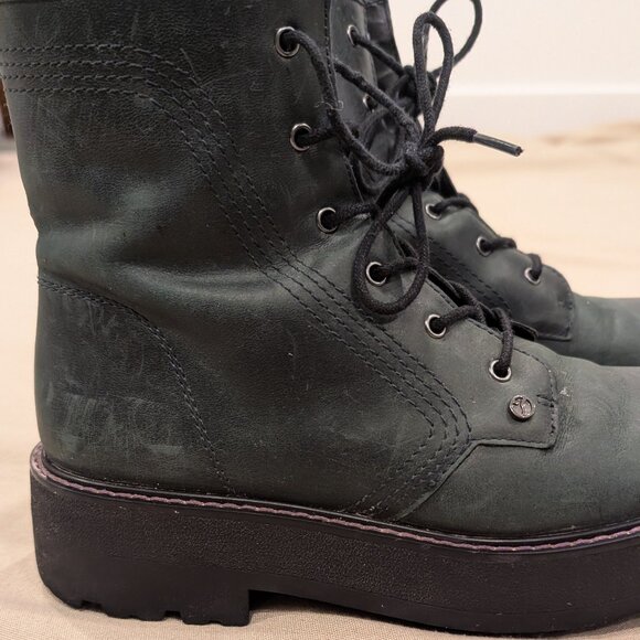 Franco Sarto Jensine Lace-Up Boot English Green Black Lug Sole - Women's sz 7 - Picture 6 of 12